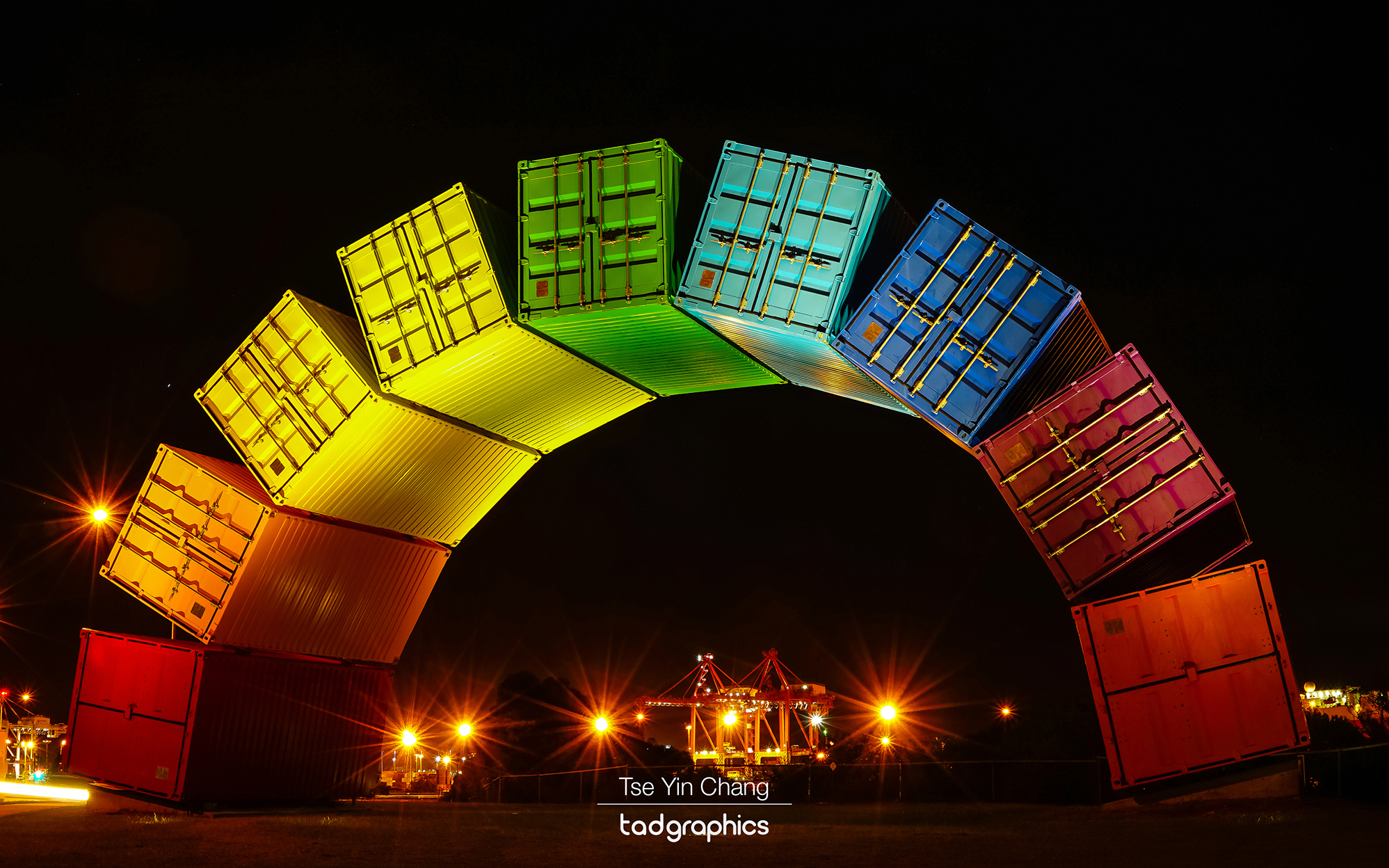 The ‘Rainbow’ sculpture by Marcus Canning at Beach Reserve overlooking the Fremantle Port