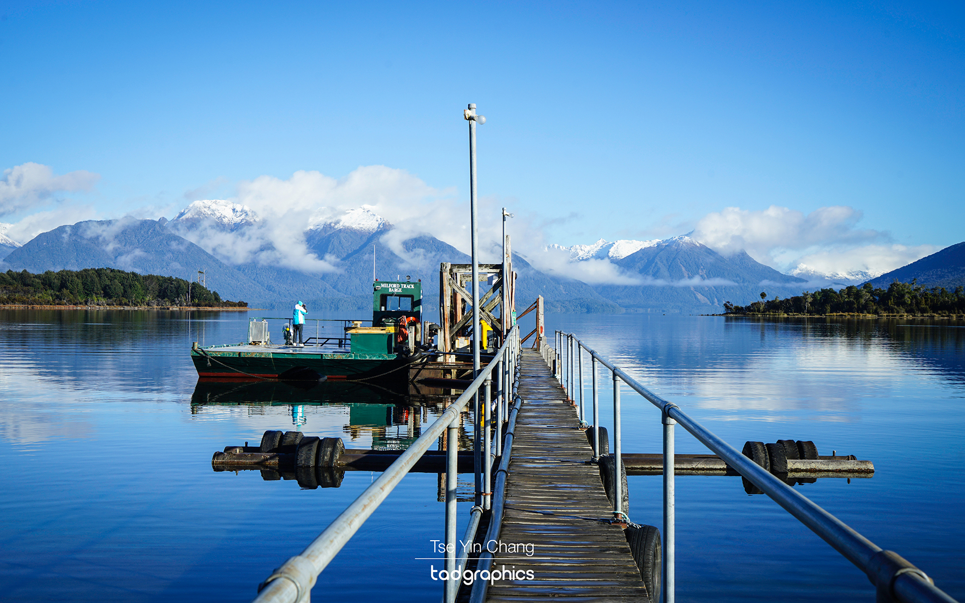 A snowy and icy morning, Milford Track Barge, Te Anau Downs