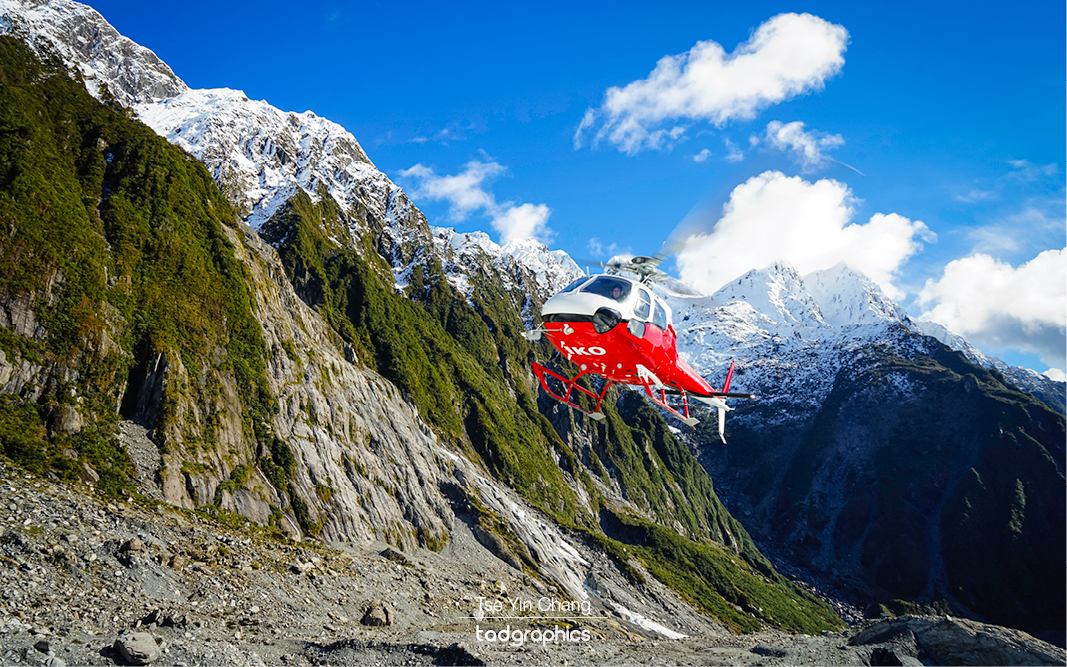 The heli hike started with a short helicopter ride before landing directly on the ice of Franz Josef Glacier