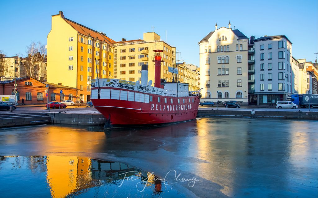 Frozen river in Helsinki, Finland