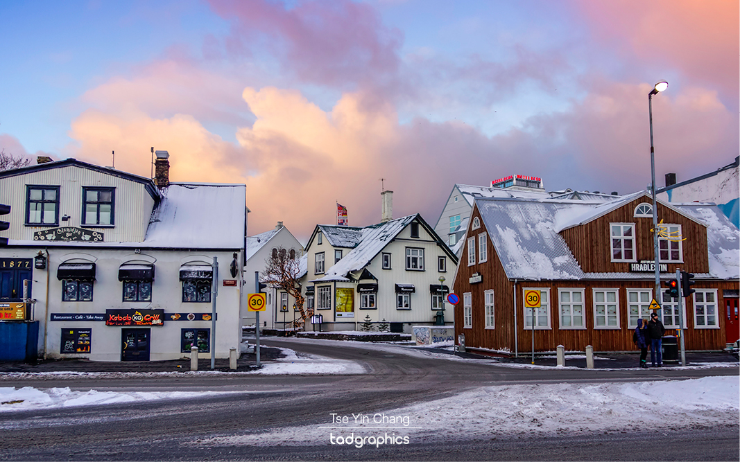 Reykjavik is covered in snow during winter