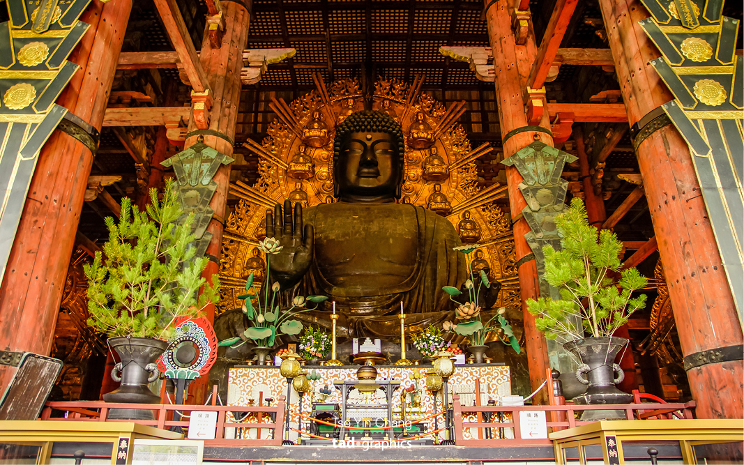 The world's largest bronze statue of Buddha Vairocana, known in Japanese as Daibutsu