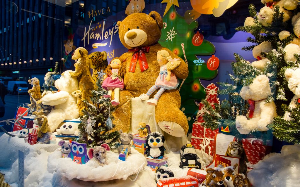 Christmas decorations at one of the shop windows