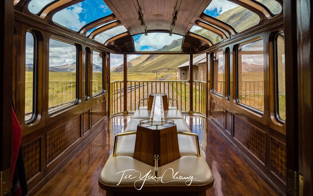The beautiful train is furnished with 1920s-style Pullman carriages. The open-air observation carriage is a dream for photographers keen to capture the dramatic scenery of the Peruvian Andes