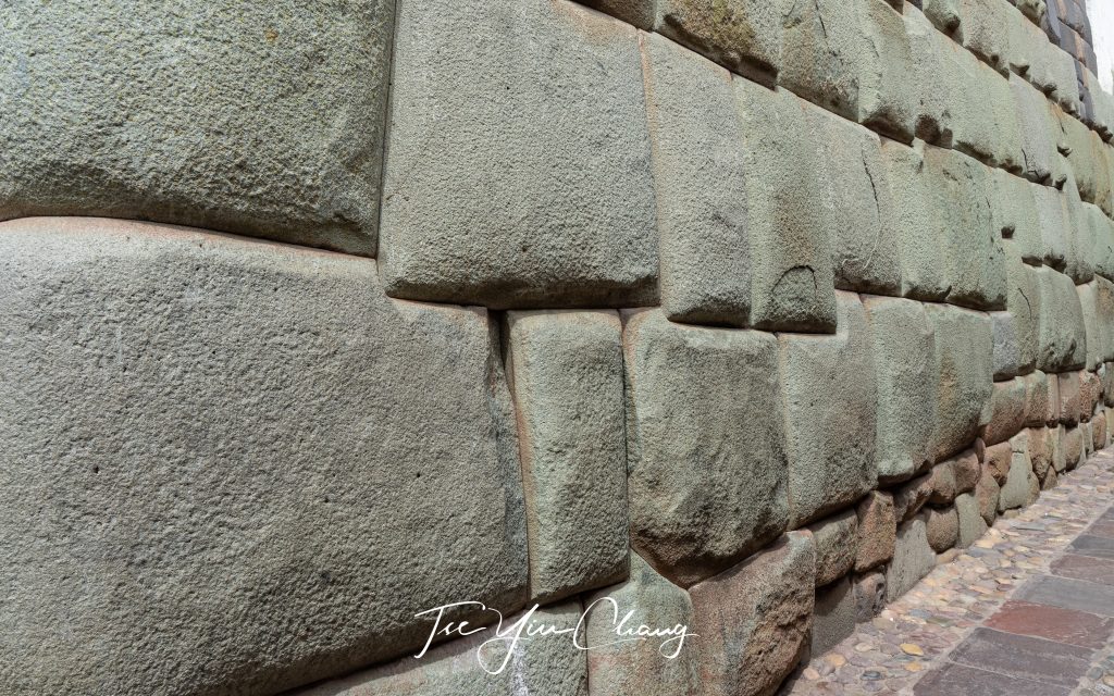 The few remaining Inca walls in Cusco. The walls were meticulously carved so that it would fit perfectly in place without using mortar or cement