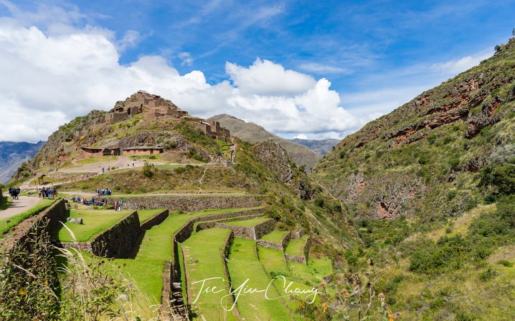 Agriculture terraces and Intihuatana - the sun temple. Pisac is one of Peru's biggest archeological site