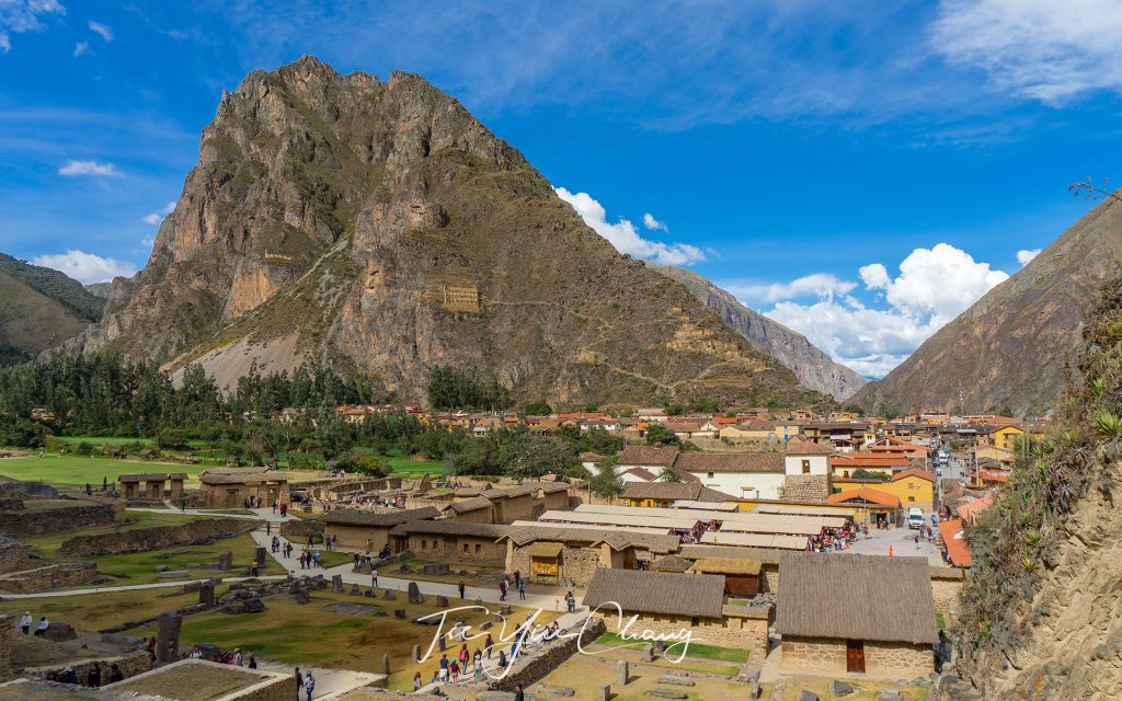 View of Ollantaytamboo old town from the ruins