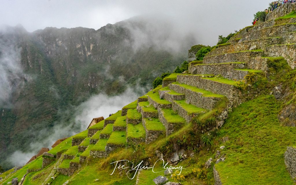 Agricultural terraces, you can more clearly how the terraces were built, amazingly, the Inca managed to carve out their stepped terrace farms even on these near vertical slopes