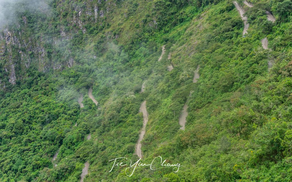 This is the winding road we took from Auas Calientes going up to Machu Picchu